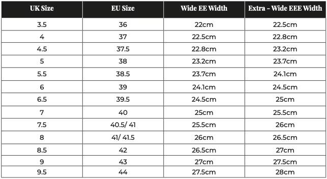 Eur shoe size chart top